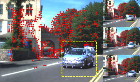 Британская программа по картинке с камер может определить – куда движется автомобиль и насколько он ближе к человеку, чем строения на заднем плане (иллюстрация University of Bristol).